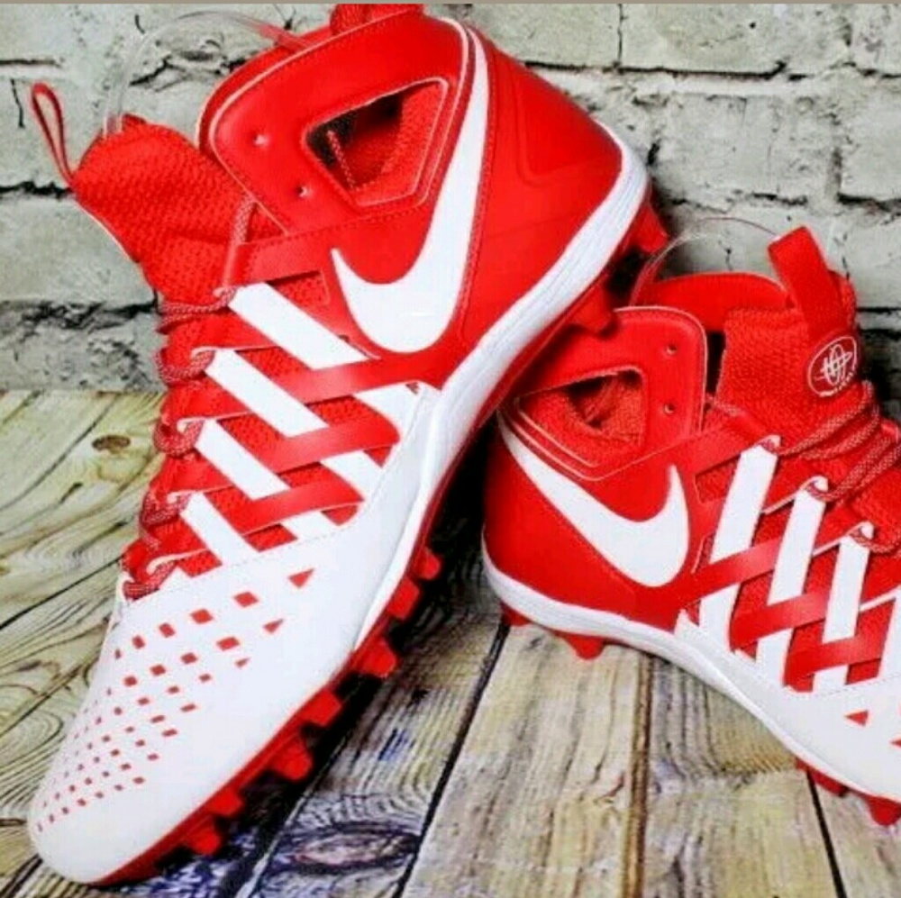 Nike
 HUARACHE LaCrosse
 Cleats Shoes
 RED & WHITE